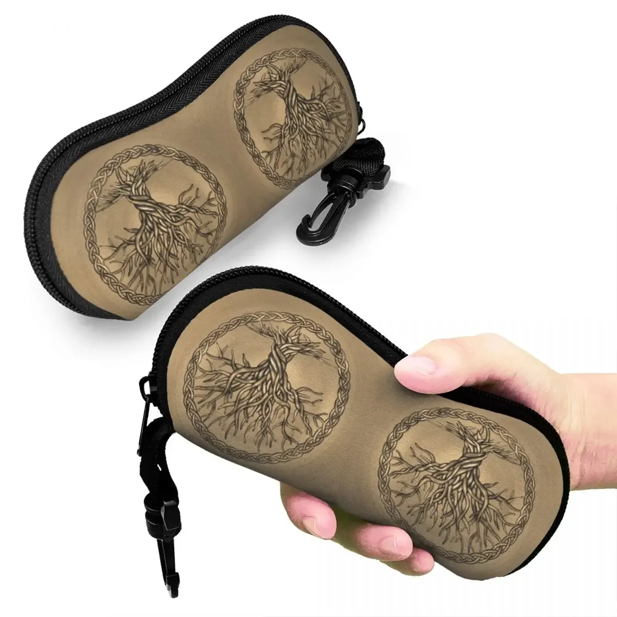Tree Of Life Sepia Eyeglass Glasses Case Men Women Soft Vikings Yggdrasil Sunglasses Protective Pouch