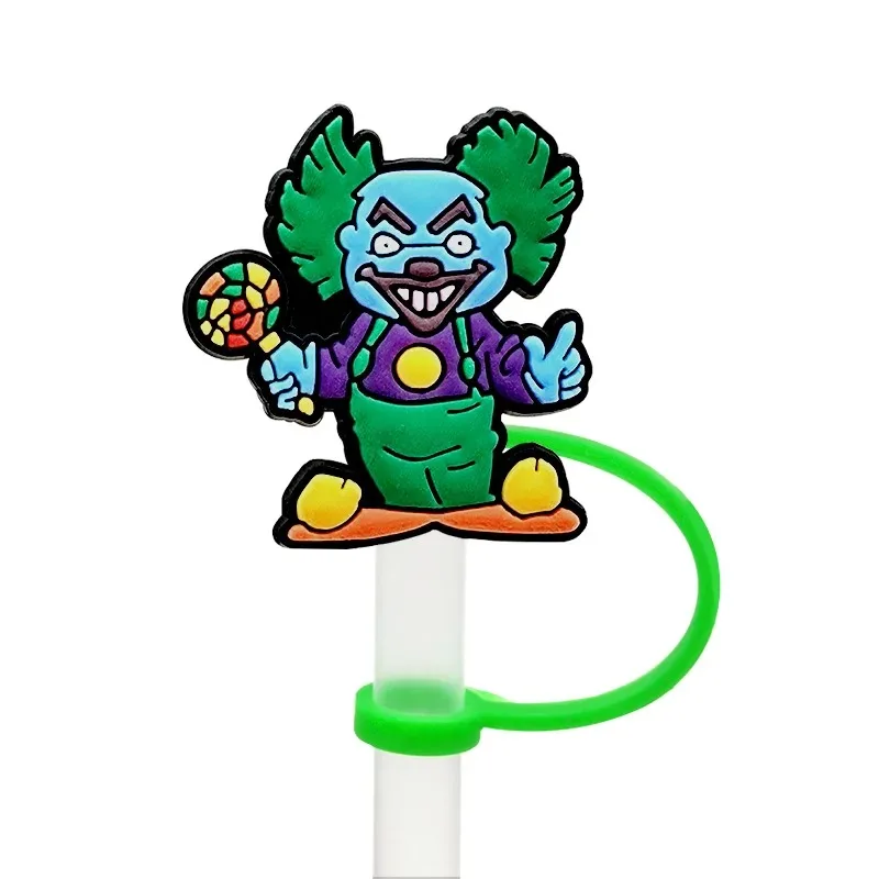 1PCS PVC Herror Clowns Straw Topper Reusable Preventing Spillage Casual Straw Cover Dessert Drinks Cups Dustproof Decoration