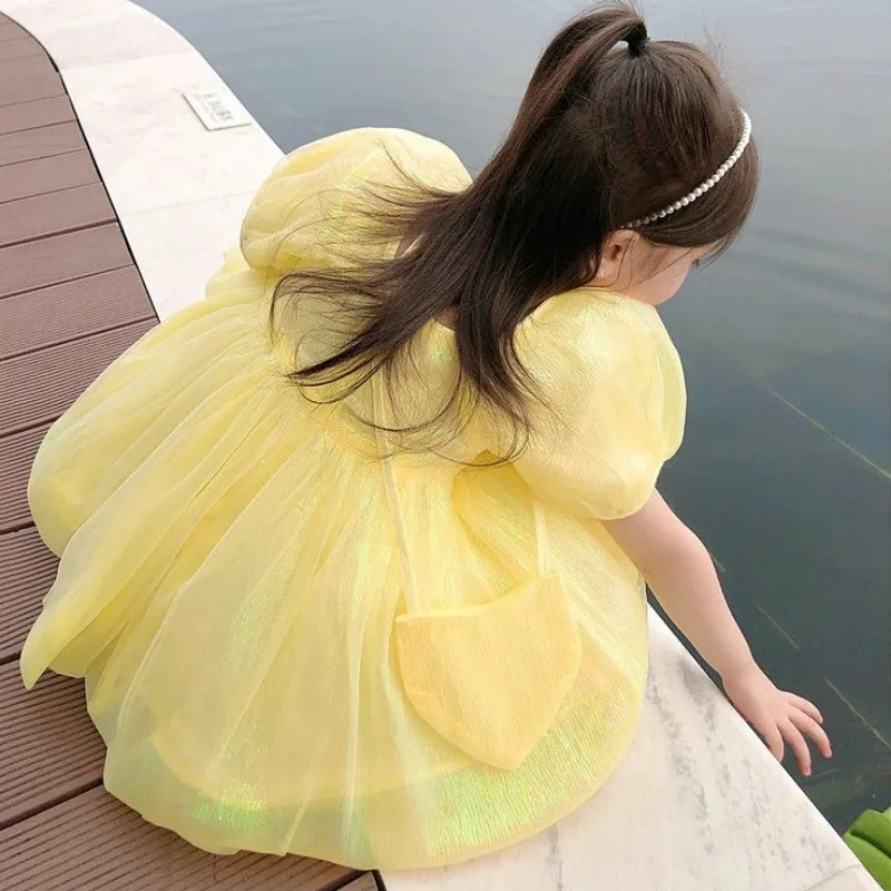 Girl Dress Kids Baby Party Evening Gown 2023 Yellow Spring Autumn Cotton Flower Girl Dress Tutu Toddler Children Clothing