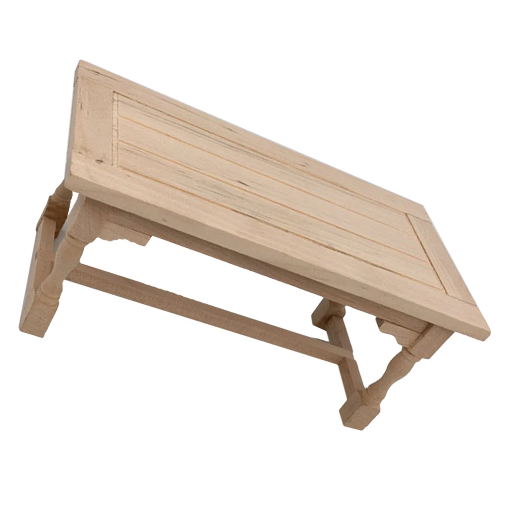 

1:12 Scale Miniature Dining Table Unfinished Wood Realistic Design For Dollhouse Decor Kids Pretend Play Educational Furniture
