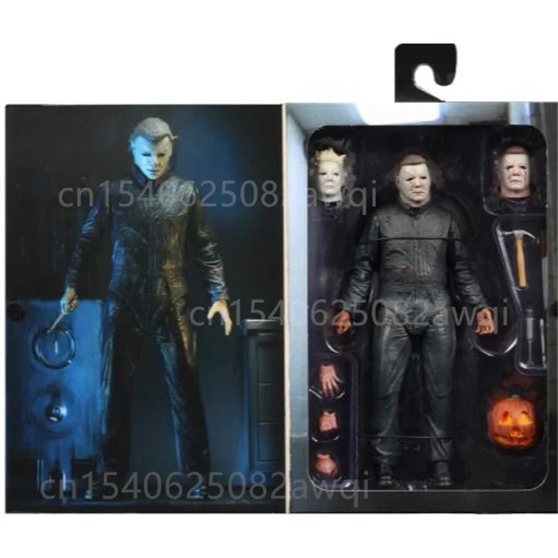 NECA Figura de Michael Myers de 7 pulgadas Halloween 2 Figuras de Michael Myers definitivas con LED Calabaza PVC Muñeca de juguete Regalos de Halloween Juguetes