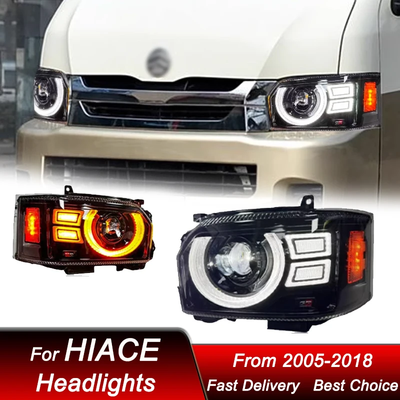 Car Led Headlights For Toyota HIACE 2005-2018 Defender Style Full LED Headlamp Assembly Upgrade Projector Lens Accessories Kit