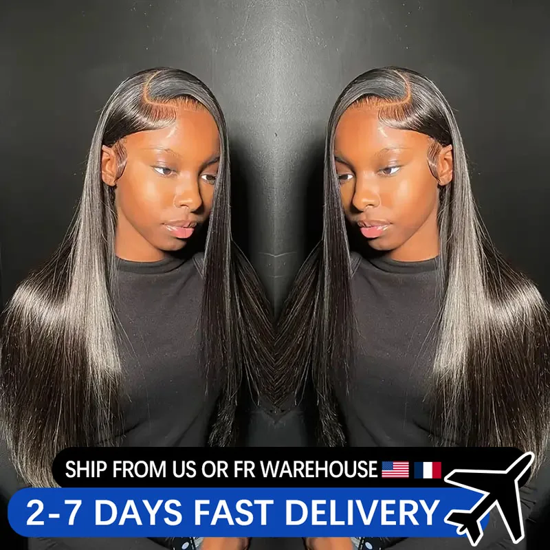 Indian Straight 13x6 Lace Front Human Hair Wigs Pre Plucked HD Transparent 13x4 Lace Frontal Wig 4x4 Closure Wigs For Woman