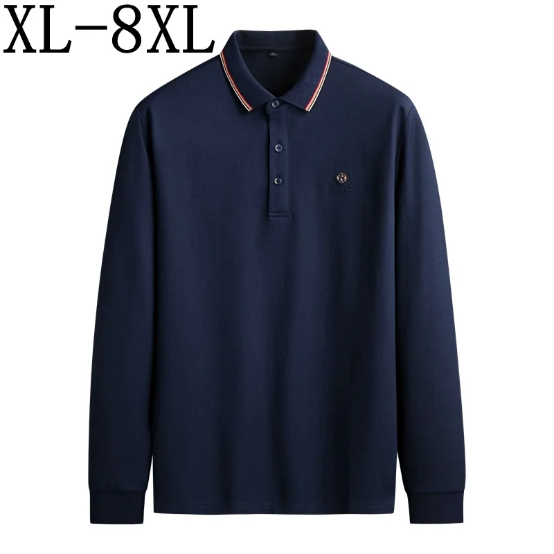 8XL 7XL 6XL Loose Polo Homme 2024 New Autumn England Style Shirt Men Long Sleeve Casual Mens s Top Quality Men's Shirts