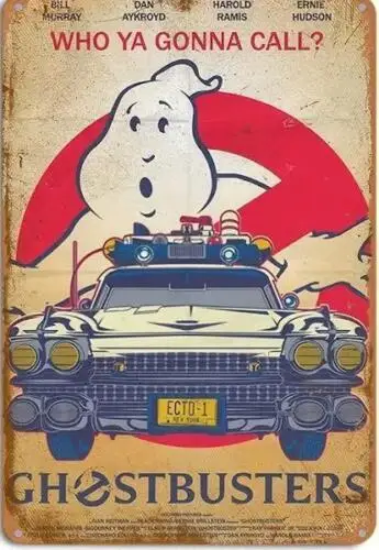 GHOSTBUSTERS MOVIE PROMO METAL TIN SIGN WHO YA GONNA CALL GHOSTBUSTERS PROMO sign