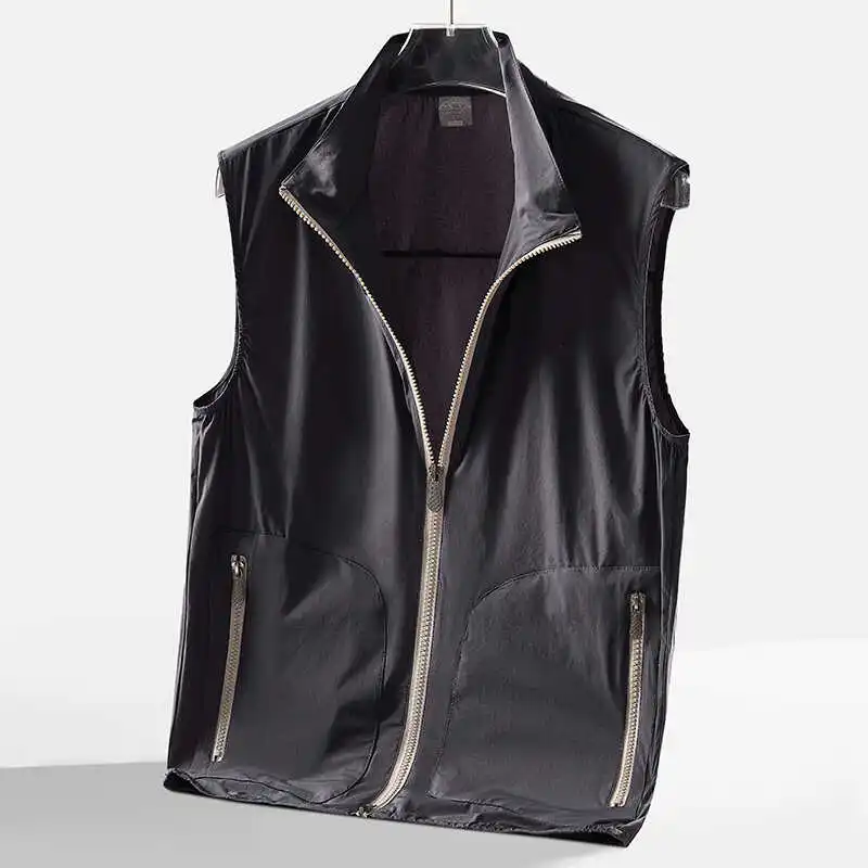

Свободный повседневный жилет большого размера, тонкий дышащий спортивный жилет, мужской жилет в модном городском стиле, летний деловой повседневный жилет