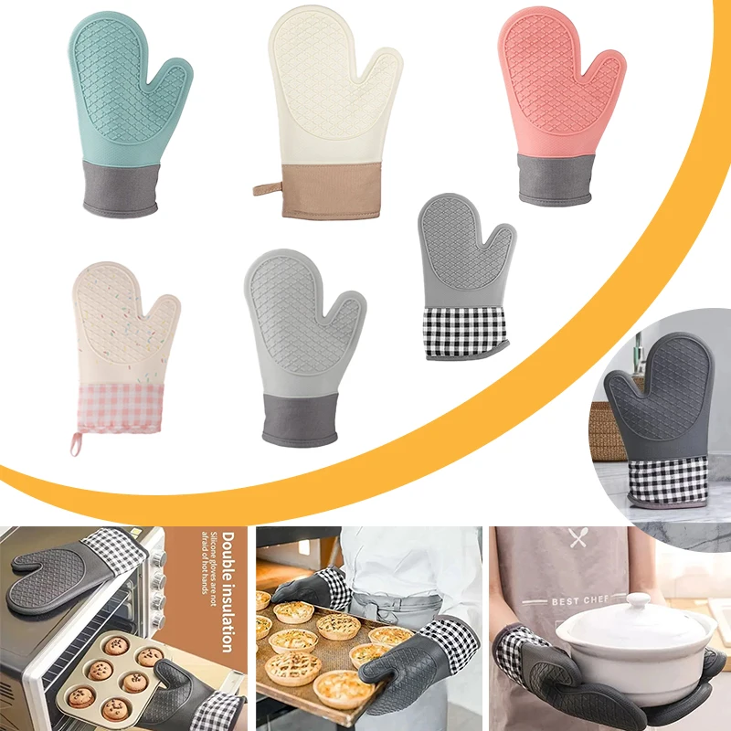 

1PC Oven Gloves Household Kitchen Bar Bakeware Silicone Heat-proof Gloves Horno Mitts Microwave 오븐 Baking Tools Oven Mitts