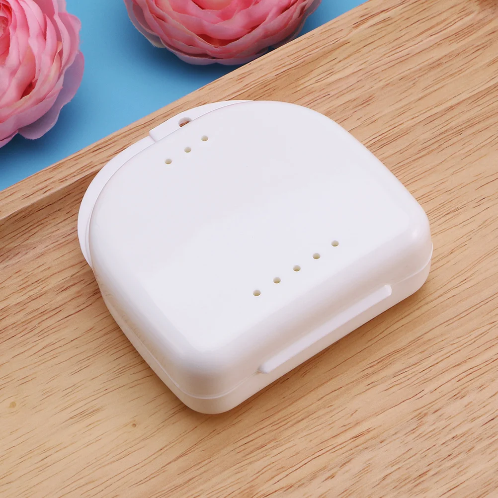

5 pcs Denture Case Vent Holes Hinged Lid Snap Closure Mouth Guard Storage Box Retainer Dental Container Travel Organizer