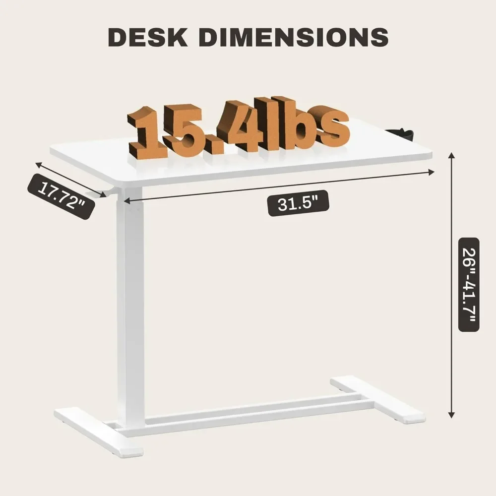 Mobile Standing Desk with Wheels Pneumatic Laptop Desk Rolling Computer Cart Movable Height Adjustable Small Sit Stand Desk