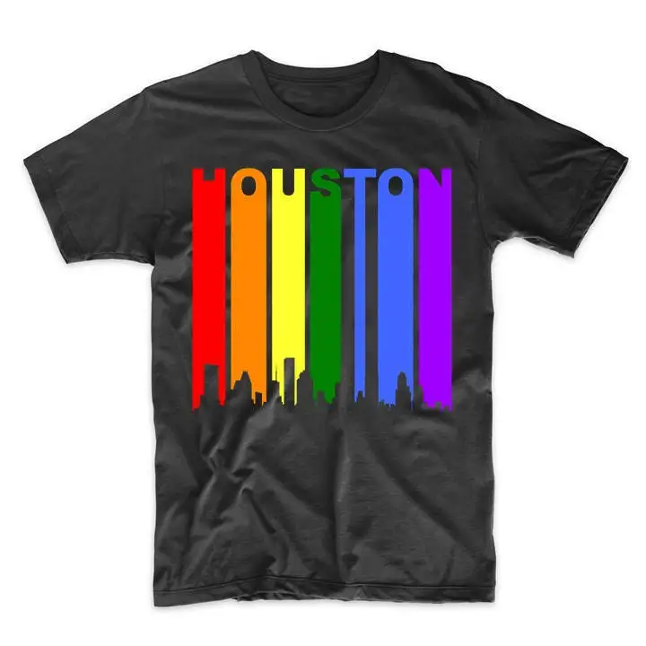 Houston Texas Rainbow Skyline LGBT LGBTQ Gay Pride T Shirt by Really Awesome