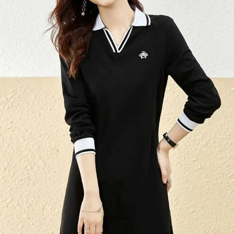 Women\'s Long Sleeve Dresses New In Female Dress Black Korean Style Cotton Kpop High Quality Luxury Xxl On Sale Clearance X G Hot