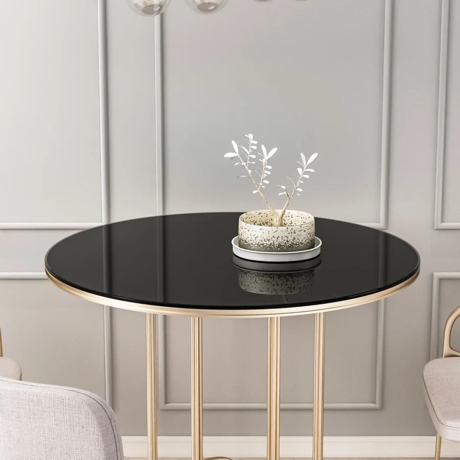 

36 Inch Round Tempered Glass Table Top Black Glass 1 4" Thick Round Polished Edge