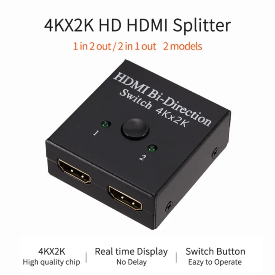 4K*2K HDMI-compatible Bi-Direction Switch 1x2 / 2x1 HDMI Switcher 2 Ports HDMI Splitter Adapter For PS4/3 TV Box Switcher