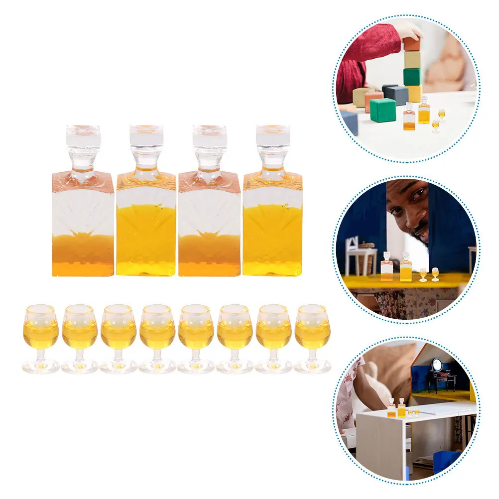 

4Sets Realistic Mini Wine Bottles Decorative Miniatures for Miniature House Scene Decor Pretend Play Props Mini Bottle