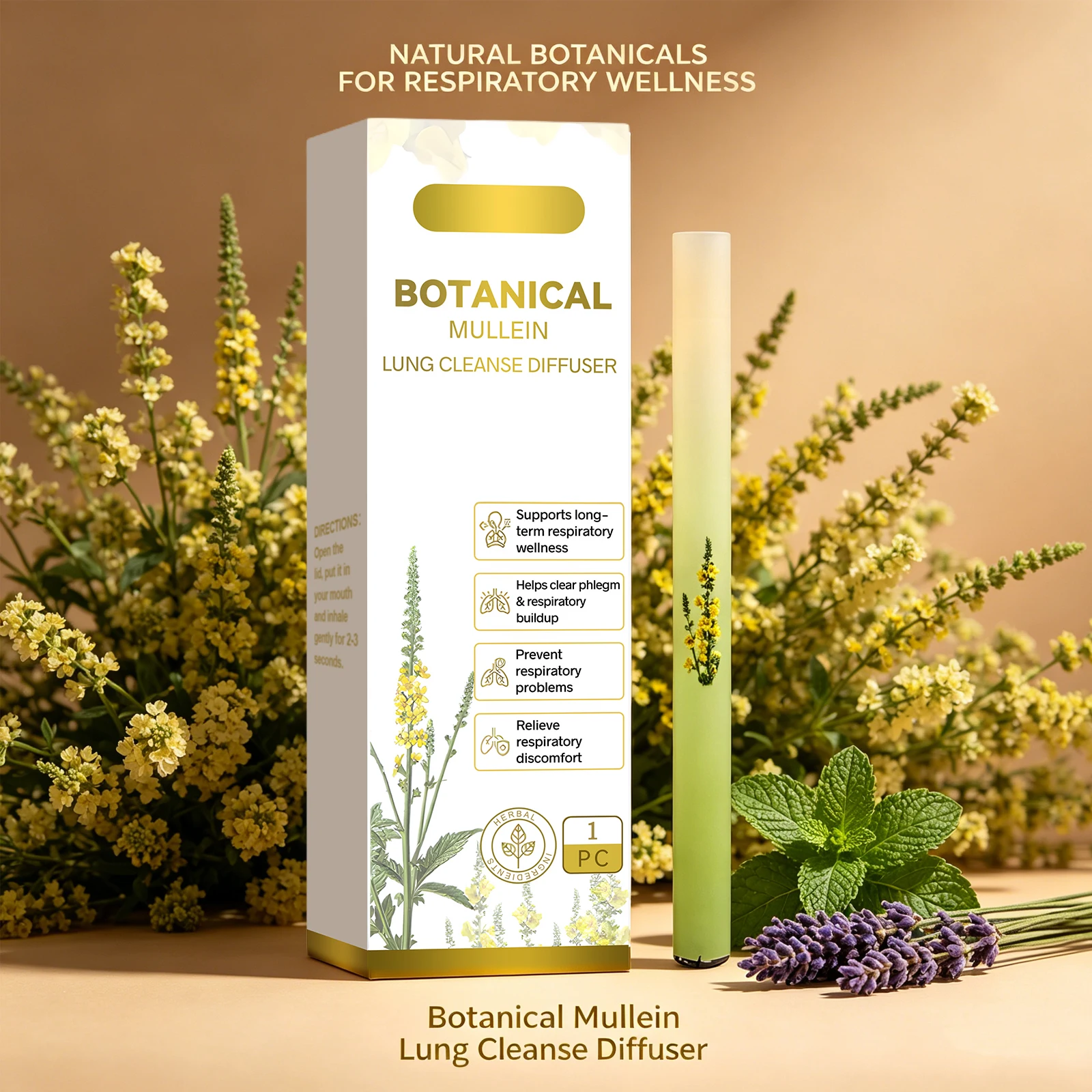Inhalador Herbal para Limpieza Pulmonar, Alivia la Fatiga, Refresca la Mente, Aumenta la Energía, Difusor Nasal, Barra Portátil para Refrescar el Aire