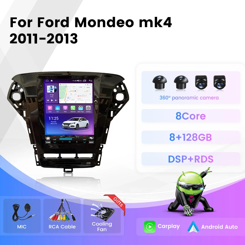 Android 13 Android Auto Carplay For Ford Mondeo Mk4 2011-2013 Tesla Style DSP 4G 2DIN Car Radio Multimedia Player GPS Navigation