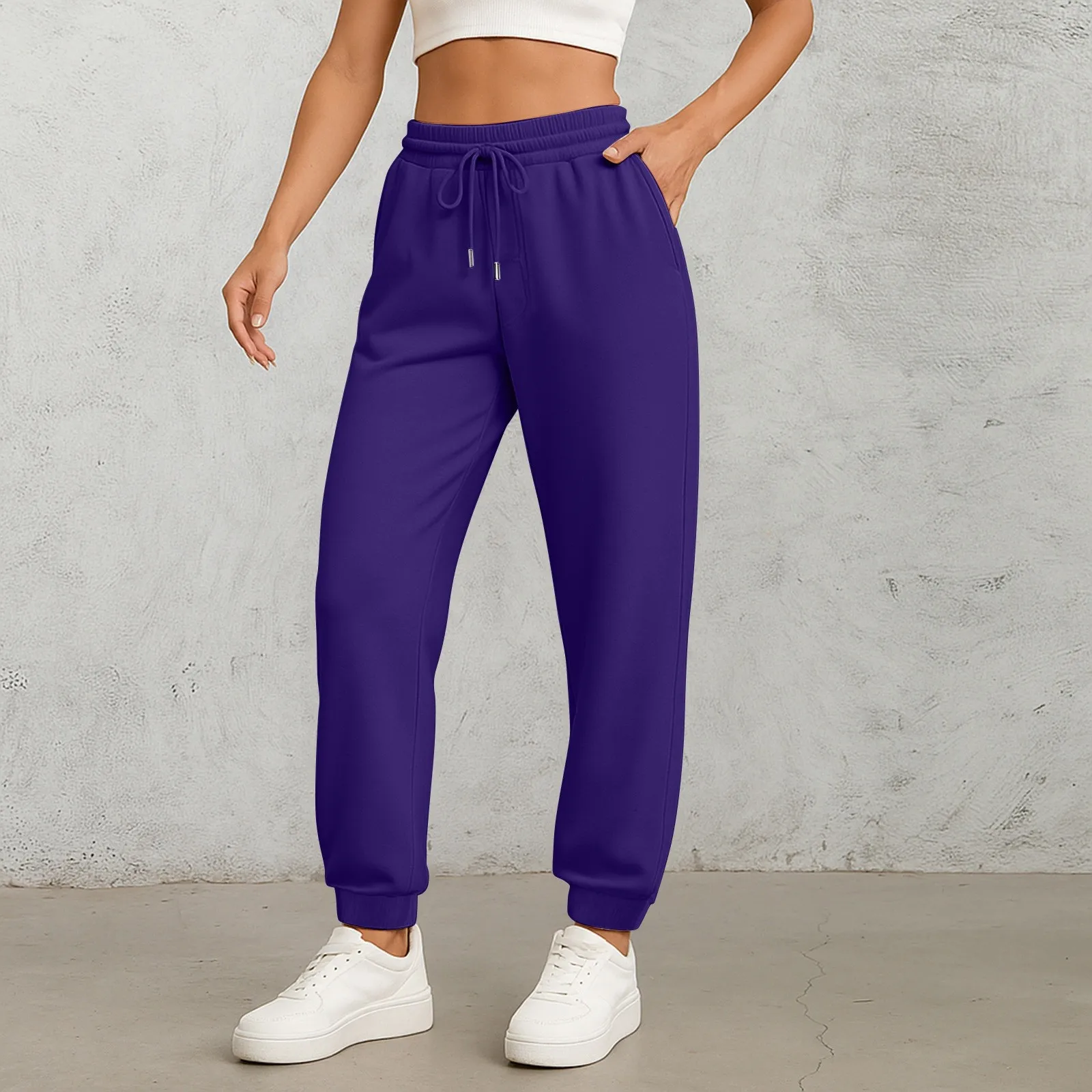Damen-Sport-Fleece-Jogginghose mit „California Rising Star“-Aufdruck, warme, gebürstete, lange Hose im Hip-Hop-Stil, Streetwear für Damen – Detail 12
