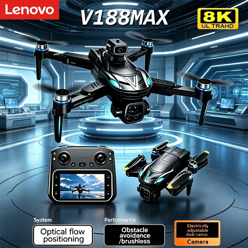 

Lenovo V188 MAX 4K 8K HD Dual Camera GPS Drone FPV Brushless Obstacle Avoidance Foldable With Screen Remote