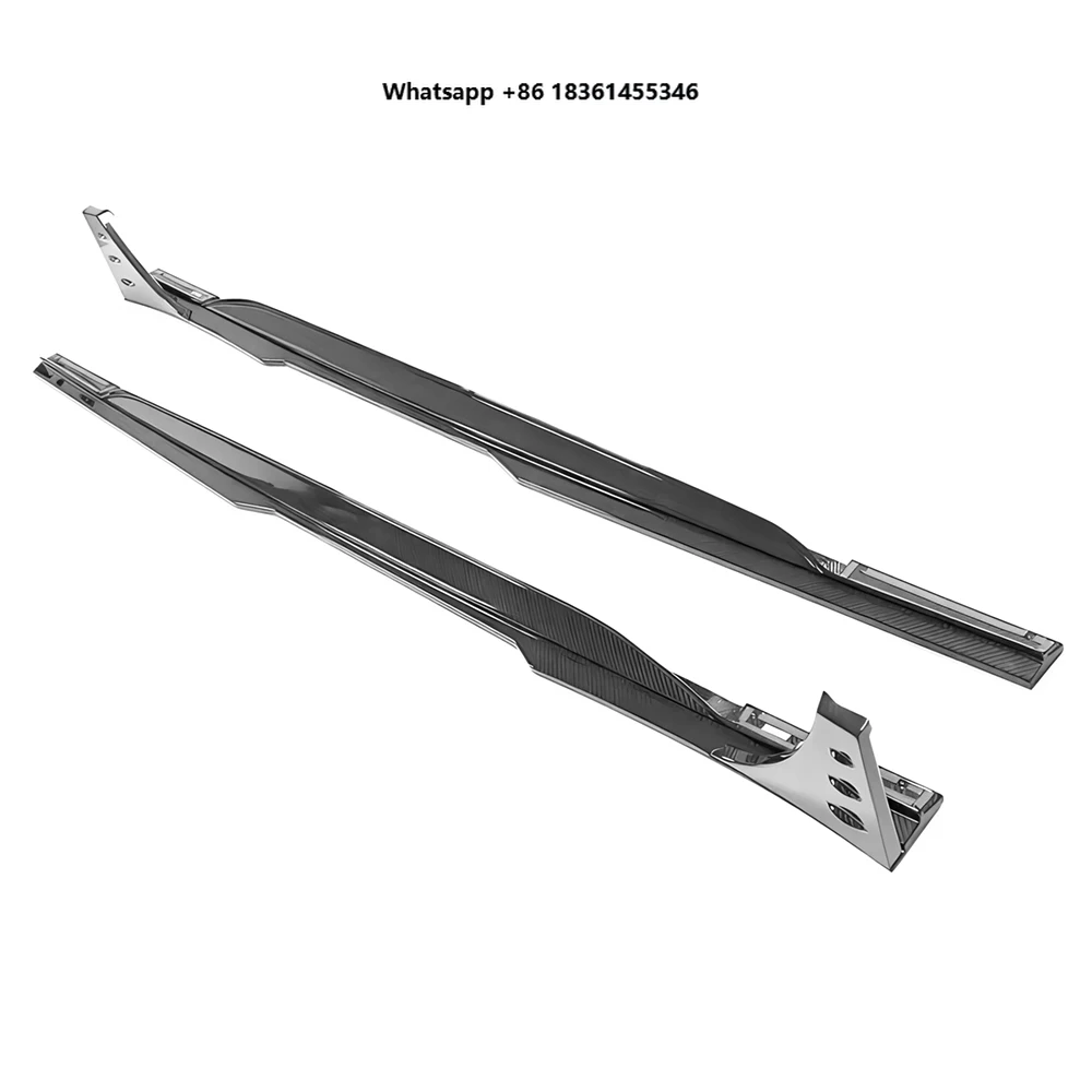 

For 19-21 C8 RS6 Avant VS Style Splitter Lip Add On Dry Carbon Fiber Side Skirts