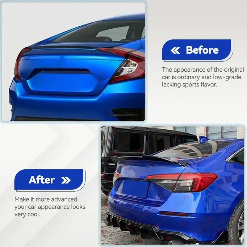 High Quality Gloss Black Carbon Fiber Trunk Spoiler Wing Fit 4Dr Si 2022-2024 Auto Exterior Decor Accessories