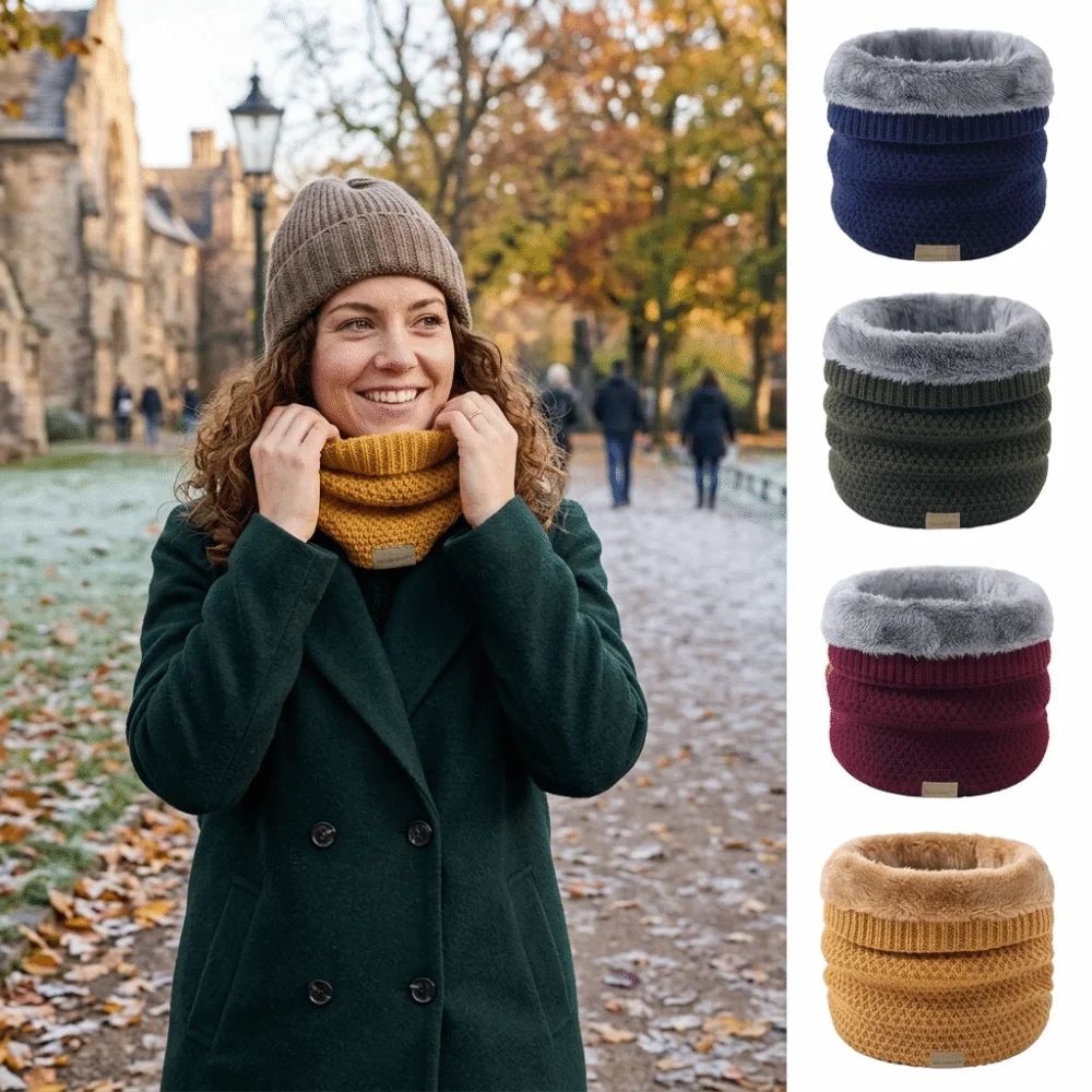 Comfortable Lined Neck Gaiter Thermal Warm Thick Knit Circle Scarf Stretchy Soft Neck Warmer Cold Weather