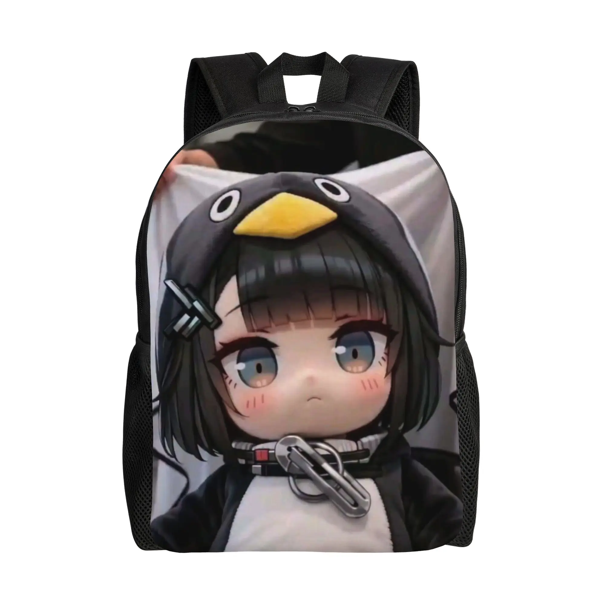 Schoolbag Back to school season GUGU GAGA ooded Penguin Doll Holding Blanket Soft Cute Anime Portrait  Large Capacity Backpack