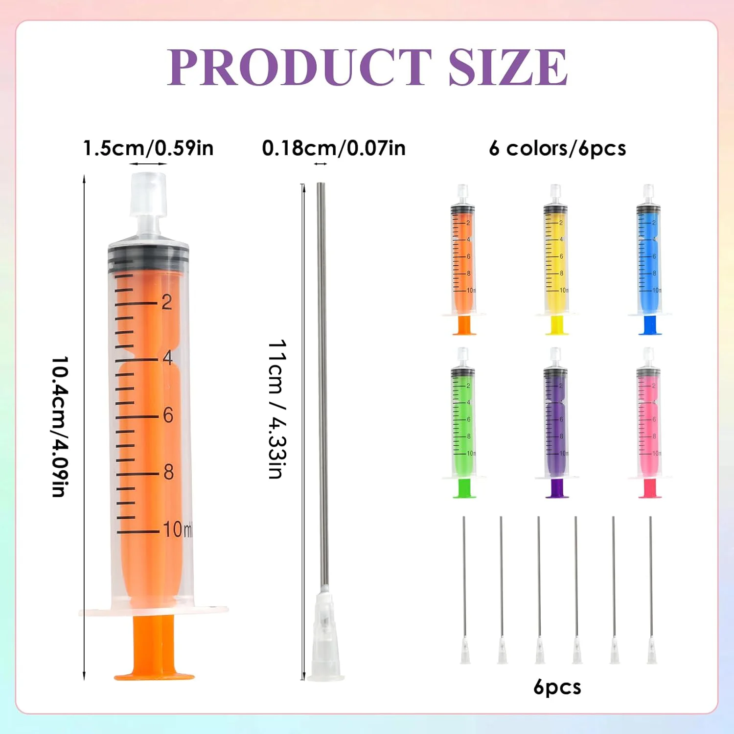 6 Pack 10ml Plastic Perfume Syringe with Blunt Stainless Needle, Refill Liquid Dispenser for Perfume Ink Printer Pen Filling