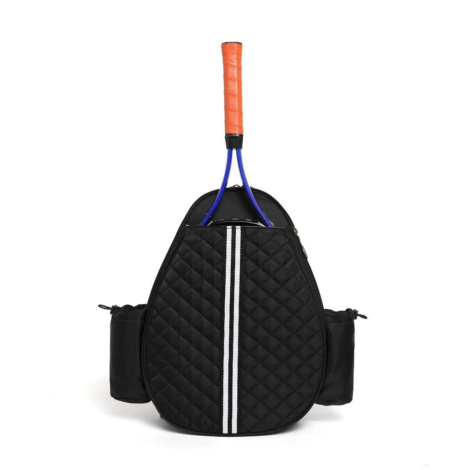 

Crossbody Backpack Water Resistant with Two Side Pockets Quilted Tennis Backpack for Pickleball Paddles Tennis Racquet Gyms