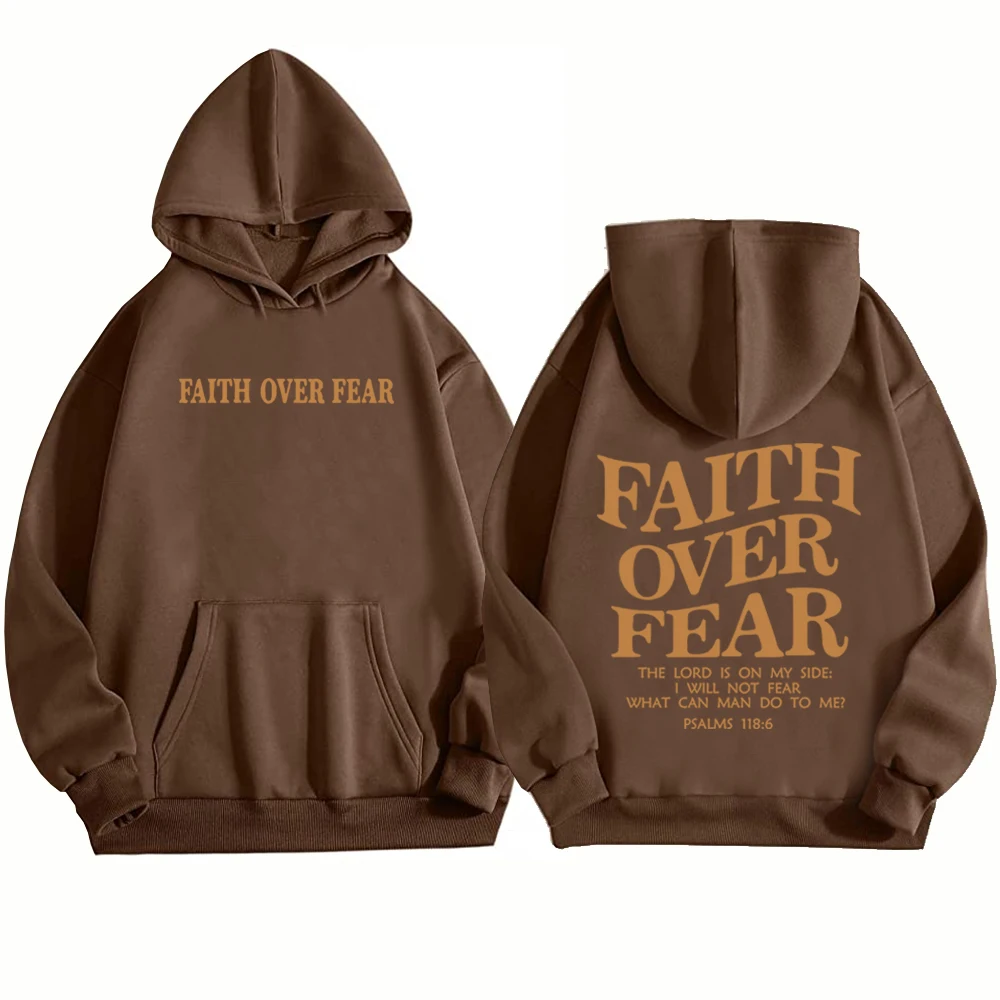 Faith Over Fear Hoodie Christian Jesus Faith Sweatshirt Aesthetic Harajuku Streetweat Unisex