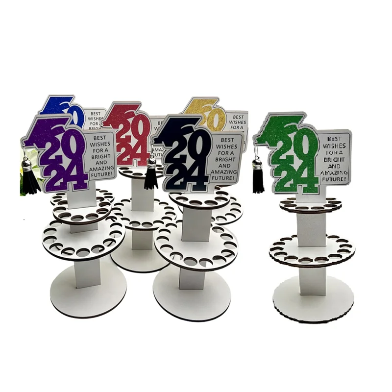 6PCS 2024 ใหม่ของขวัญสําเร็จการศึกษากระเป๋าสตางค์กระเป๋าสตางค์ไม้เครื่องประดับสําหรับตกแต่งโต๊ะเงินผู้ถือเงินสดขอแสดงความยินดีการ์ดติดตั้งง่าย-A22