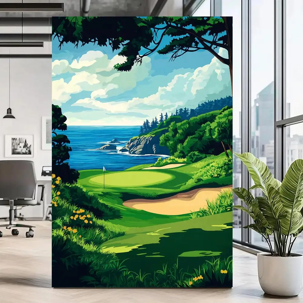 Watercolor Golf Course HD Wall Art Poster Scenic Landscape Golf Office Living Room Home Decor Golfer Gift