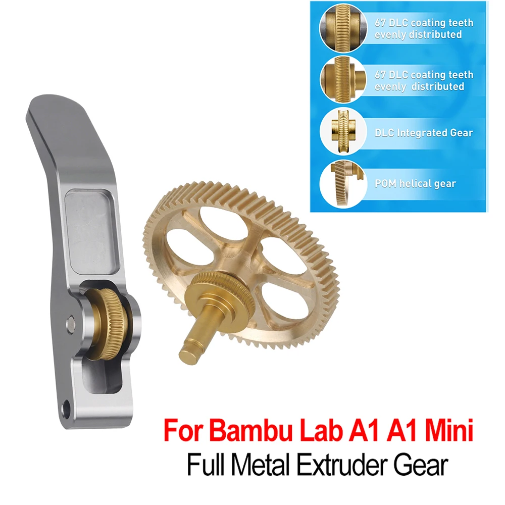 

Улучшенная цельнометаллическая шестерня экструдера для Bambu Lab A1 A1 Mini RNC, из закаленной стали с нанопокрытием, износостойкая.