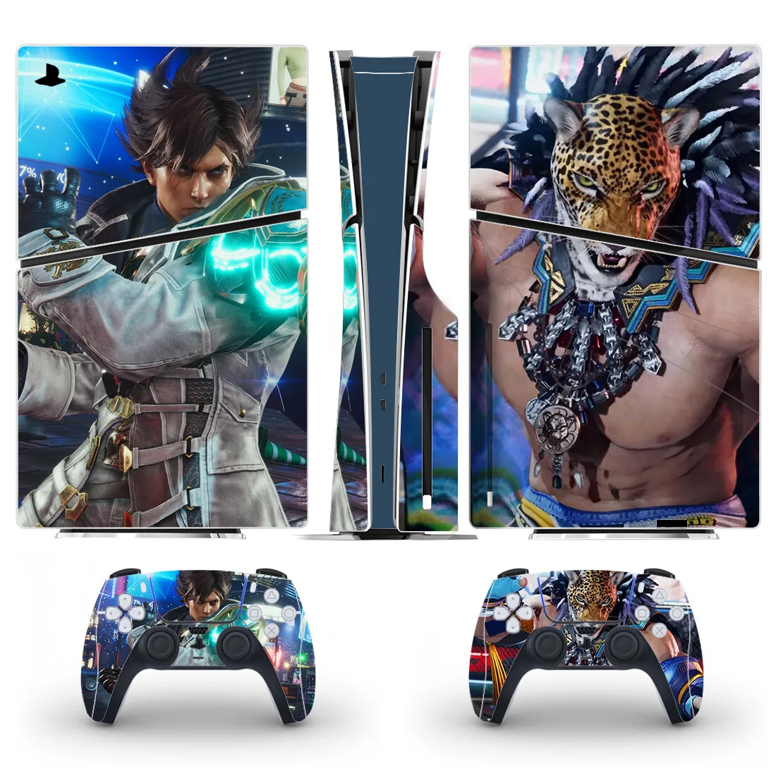 لعبة تيكين 8 قرص نحيف ملصق الجلد ، غطاء شارات لوحدة التحكم و 2 وحدات تحكم ، الفينيل ، جديد