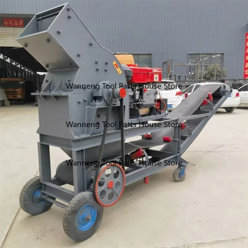 Portable Mini Engine Hammer Mill Crusher Small Scale Mobile Coal Glass Gold Ore Rock Crushing Machine Price Stone Crushe