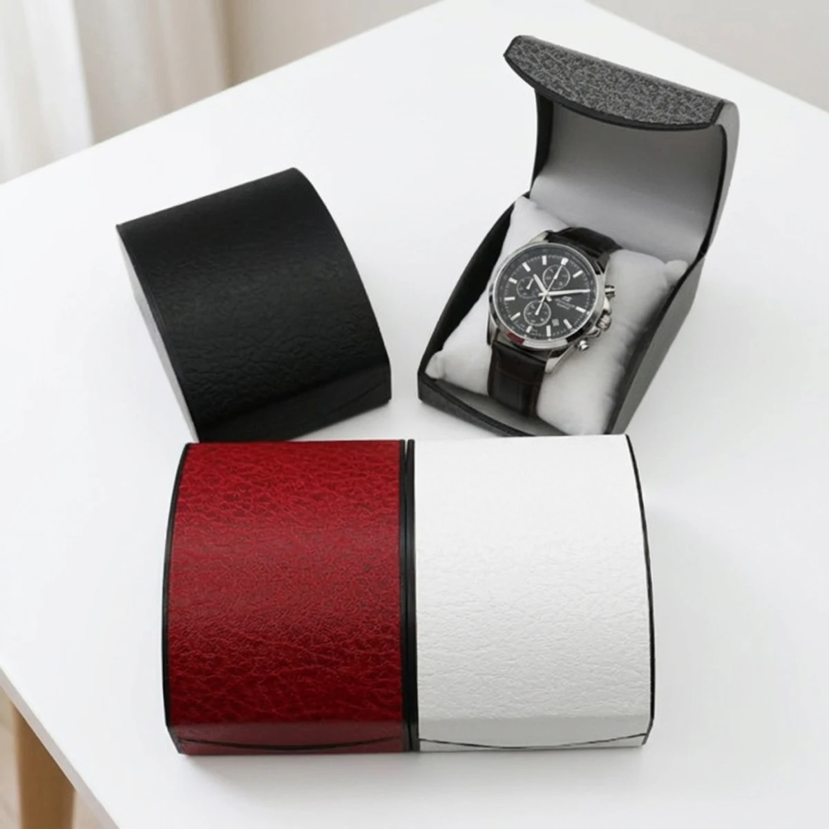 HOT Watch Display Box Jewelry Storage Organizer Case Decor Gift 10.5X8X5.8CM Man Leather Flannel Watch Box Gift 6 Colors