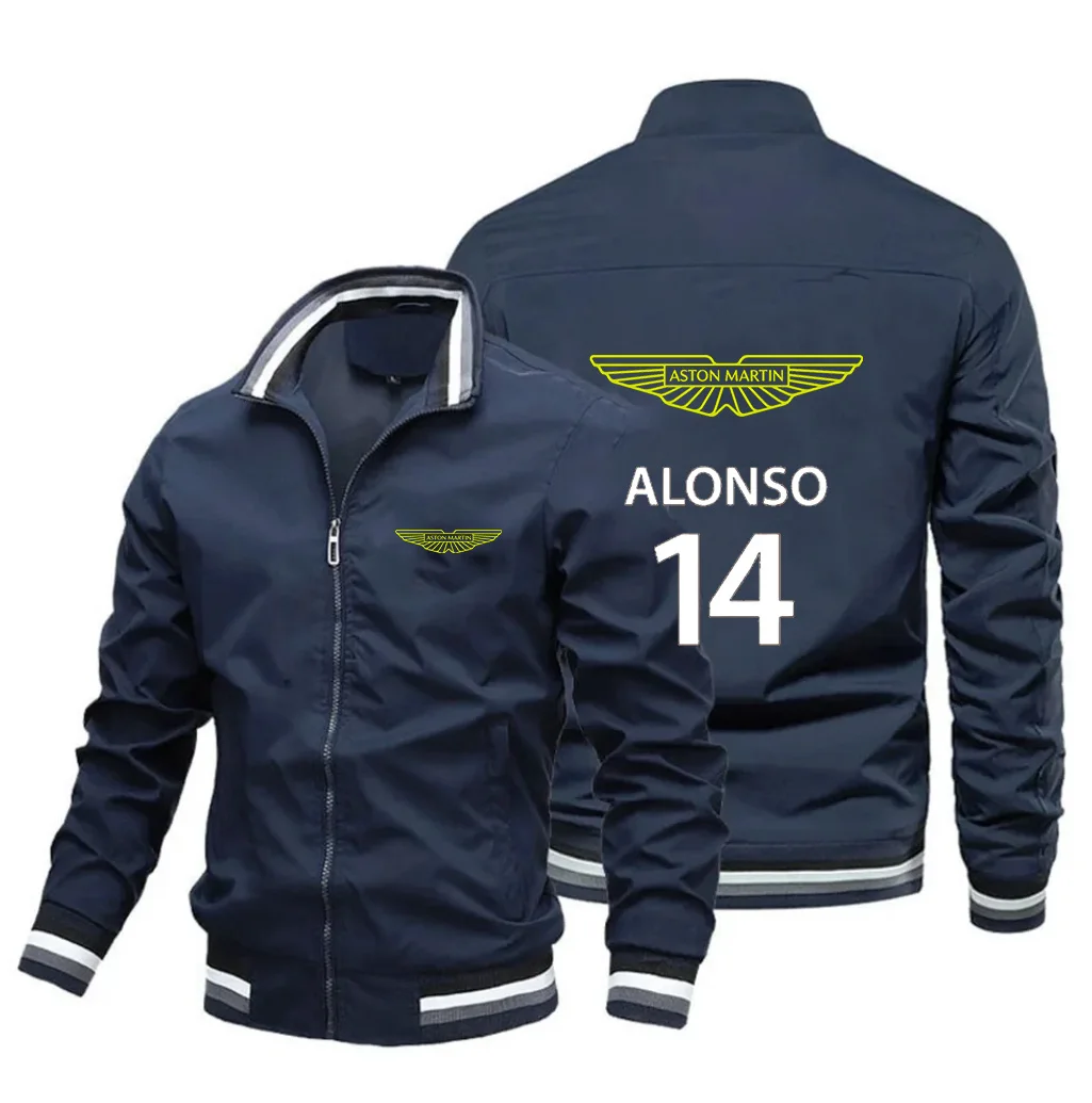 

Куртка на молнии с принтом Aston Martin Fernando Alonso, мужская модная ветрозащитная мотоциклетная куртка, весенне-осенняя спортивная куртка для активного отдыха