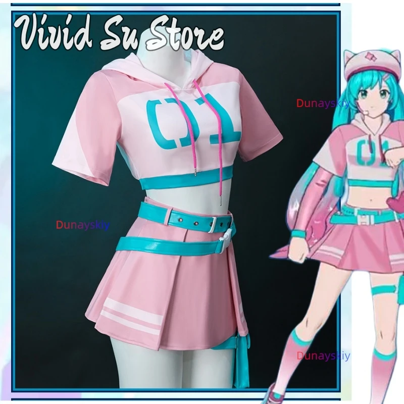 

Project Sekai Colorful Stage Mikuku Original 2025 Fortnit Cosplay Costume Racing Suit Halloween Women Outfit Top Skirts Hat