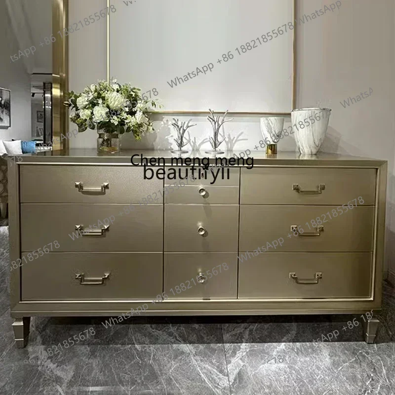 D178   American light luxury, bedroom solid wood bedside cabinet, living room entrance, storage, nine chest cabinet