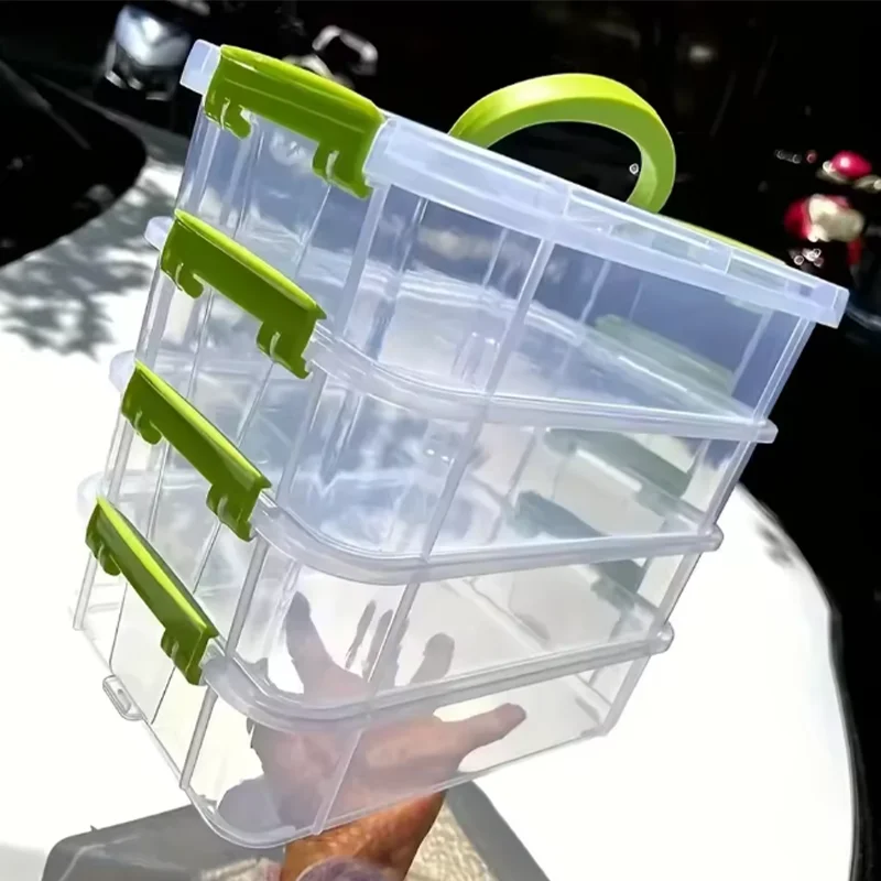 Caja de almacenamiento de bloques de construcción apilable a prueba de humedad, herramienta de clasificación de organización de cajones de rejilla de visibilidad transparente para cocina