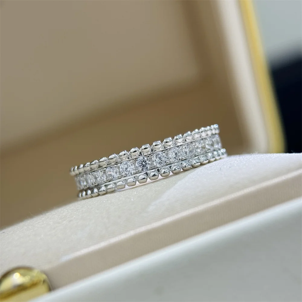 Beaded Edge Micro Inlaid Diamond Ring High-End Feel That Is Breathtakingly Beautiful Can Be Stacked And Worn 2024 New Ring