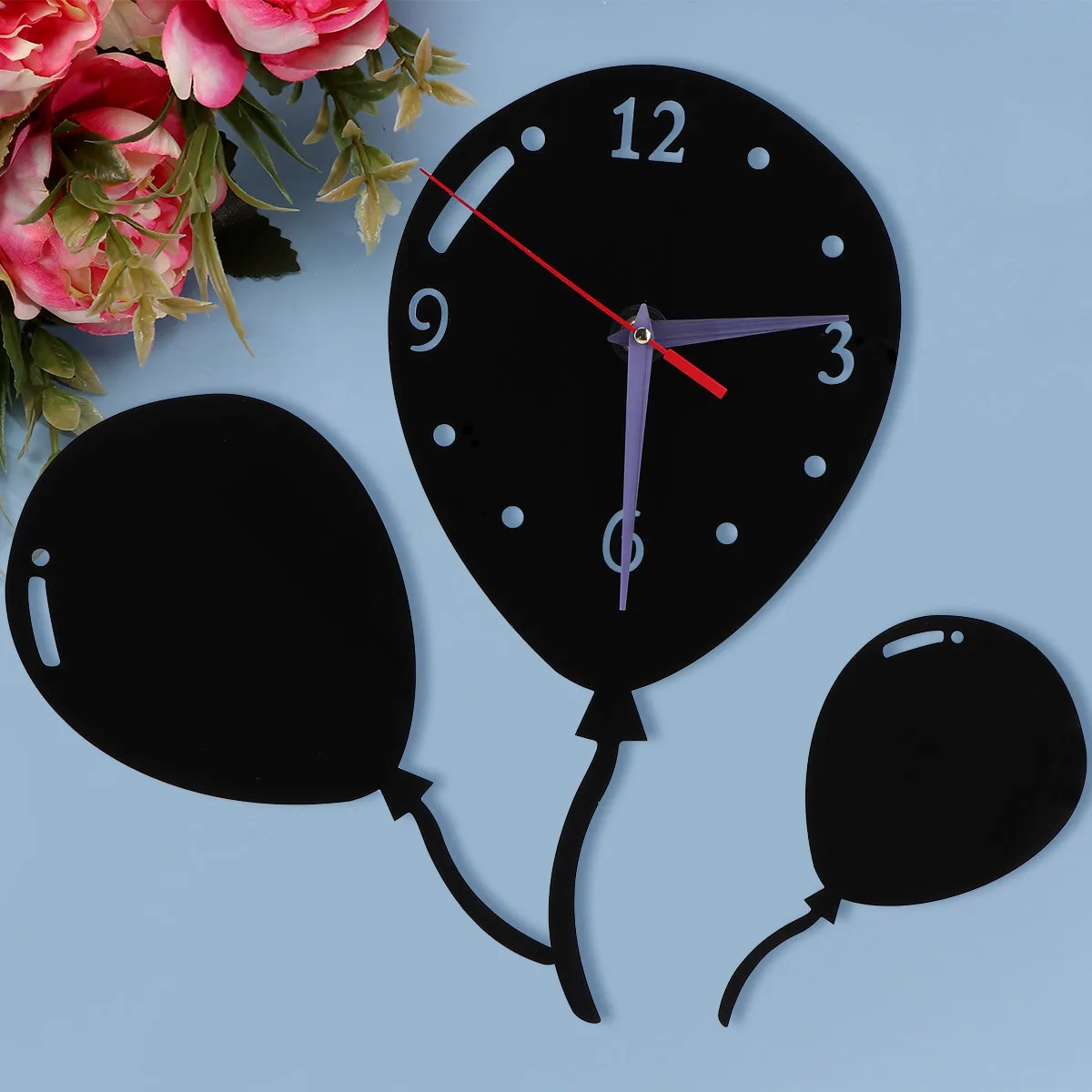 Balloon Design Mirror Adhesive Wall Clock Clear Time Display Lightweight Stylish Home Office Shop Decor Ultra Versatile Sticking