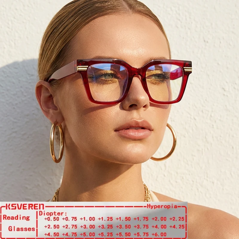 Simple Square Large Frame Anti-Blue Light Reading Glasses High-End Retro Literary Glasses Can Be Customized With A Prescription