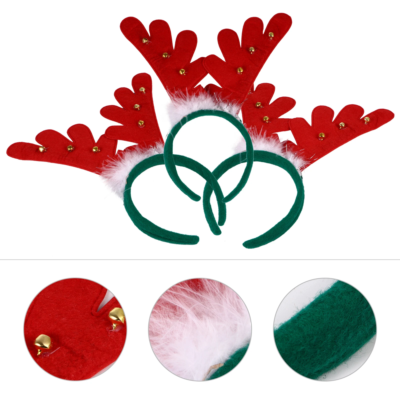 

3Pcs Antler Headb Hair Clasp Christmas Headdress Xmas Hoop Party Favor Costume Prop Lightweight Durable Fits Most People