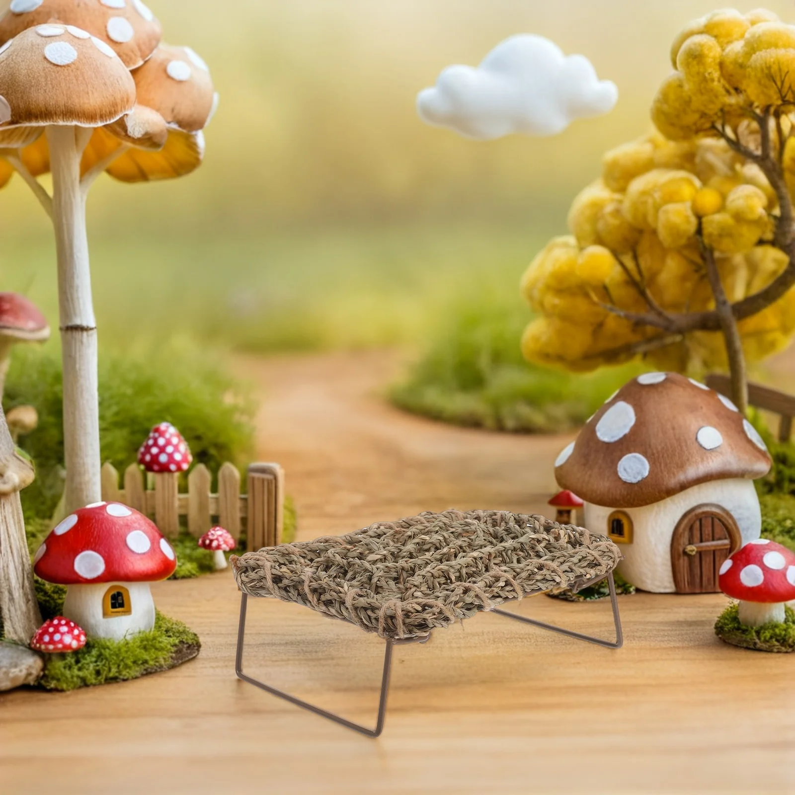 

Bearded Dragon Reptile Hammock Bed Woven Natural Grass Mat Lounger Lounging Basking Platform Tank Accessories Reptile Bedding