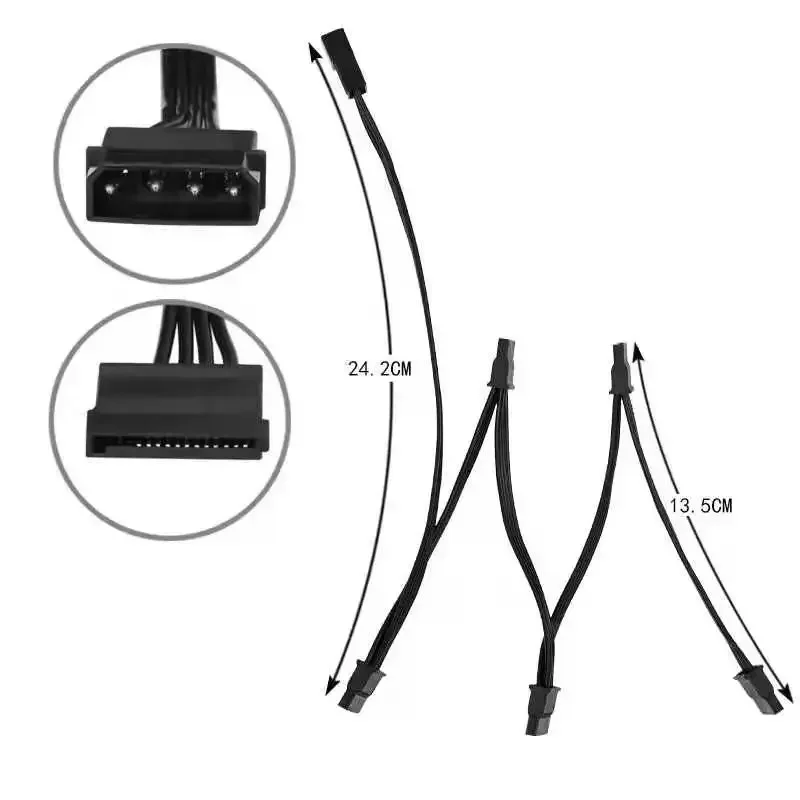 4 Pin Male To SATA 15 Pin Female Power Supply Cable 1 To 5 Cord Hard Drive IDE Molex To 5-Port 15Pin SATA Power Cable 30 Inch