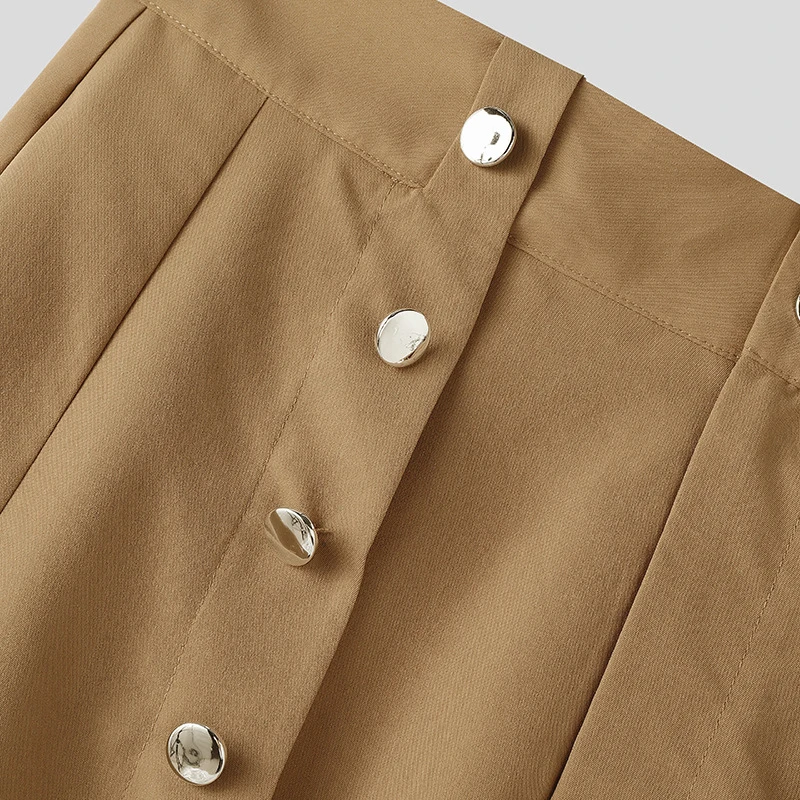 トレンディなパッチワークルーズストレートパンツ男性スタイリッシュなソリッドカラーハイトウエストパンツメンズ春秋ストリートヴィンテージパンツ