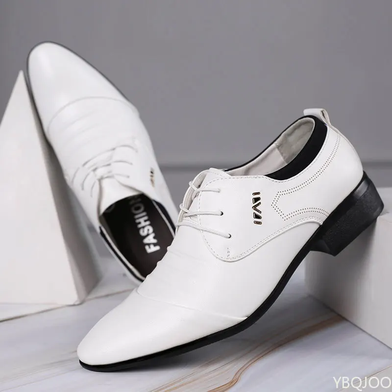 

Men's Plus Size Leather Shoes Classic Dress Shoes Lace-up Point Toe Business Casual Men's Formal Shoe for Wedding Homme