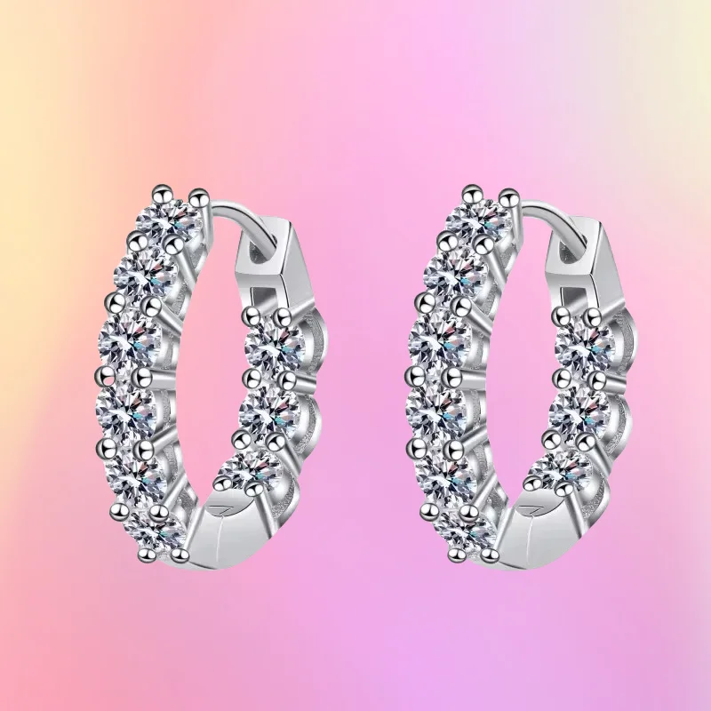

Female Wedding Jewelry PT950 Platinum Sparkling Earring GRA Certified Total 1.8CT Dcolor Moissanite Hoop Earrings for Women Gift