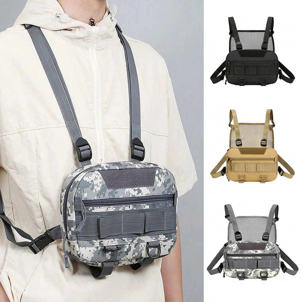 

Мужская тактическая нагрудная сумка Molle, спортивный нейлоновый уличный альпинистский дорожный жилет, тактический стиль, рюкзак большой вместимости