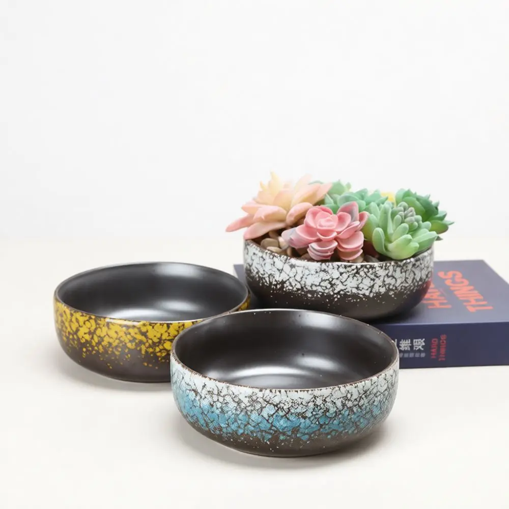 Handcrafted Coarse Pottery Succulent Pot Ceramic Planter Large Caliber Breathable Flower Container For Garden Home Decor